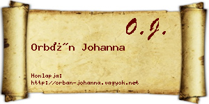Orbán Johanna névjegykártya