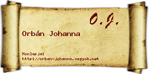 Orbán Johanna névjegykártya